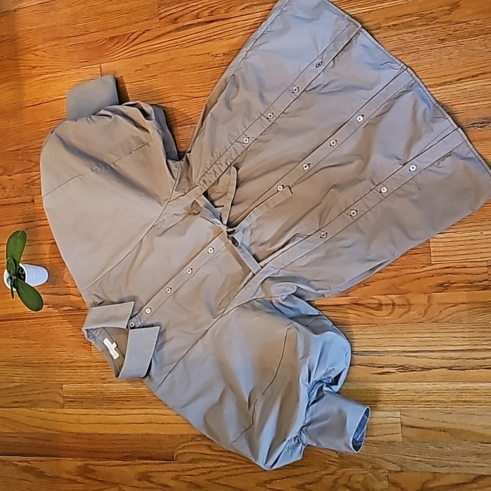 Ces Femme 3/4 length puffer sleeve..trench-jacket-dress size M brown kha…